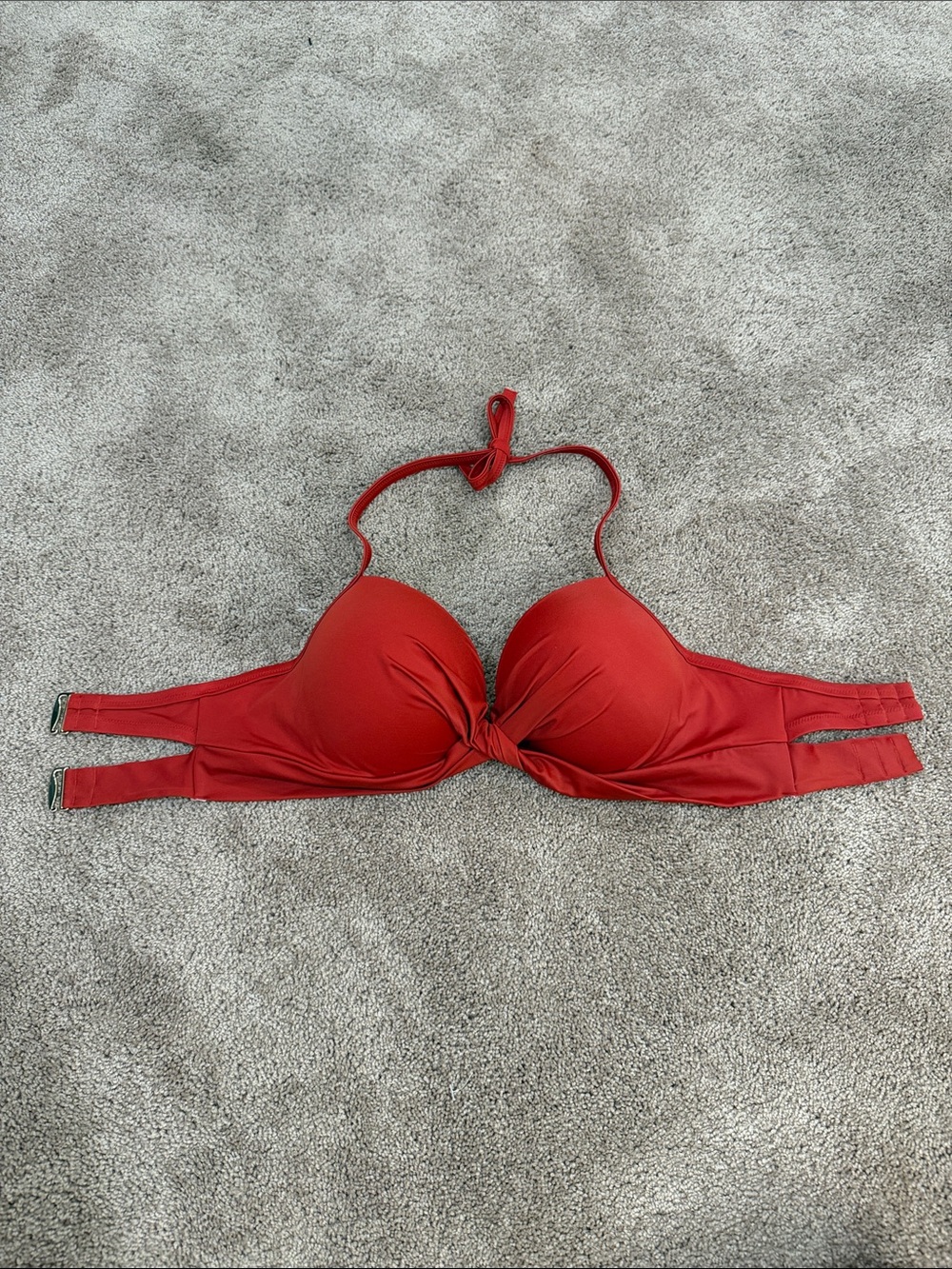 Shade & Shore Red Twist Halter Bikini Top